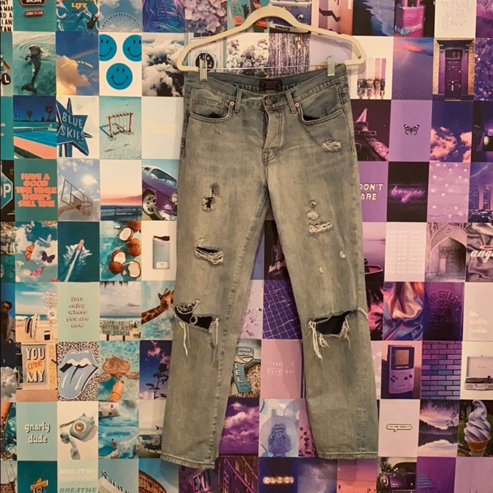 Zara Blue Ripped Mom Jeans